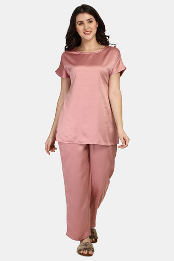 Buy Smarty Pants Satin Pyjama Set Rose Gold at Rs.1599 online